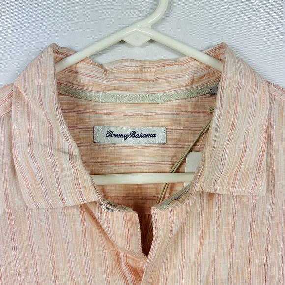 Tommy Bahama Men's Sand Linen Valencia Shirt Large Stripe Short Sleeve NWT $118 - Picture 8 of 11